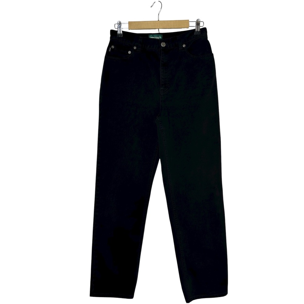 VTG Lauren J. Co. Ralph Lauren Soft Cotton High Rise Straight Leg Black Jeans 8